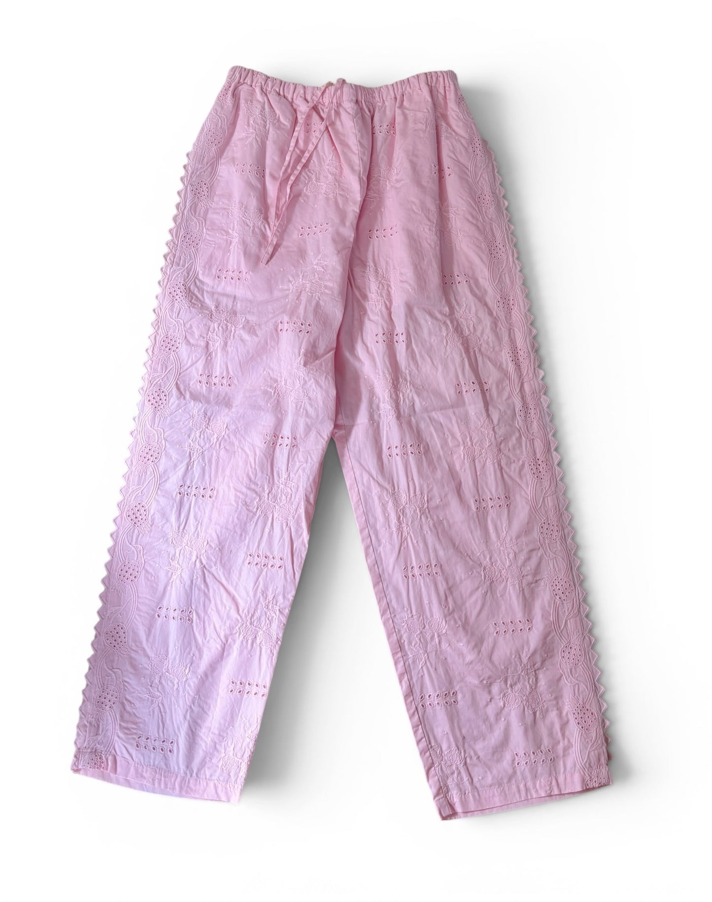 エンブロイダリーレースリラックスパンツ/ Embroidered Cotton Lace Pants with Pomegranate Motif