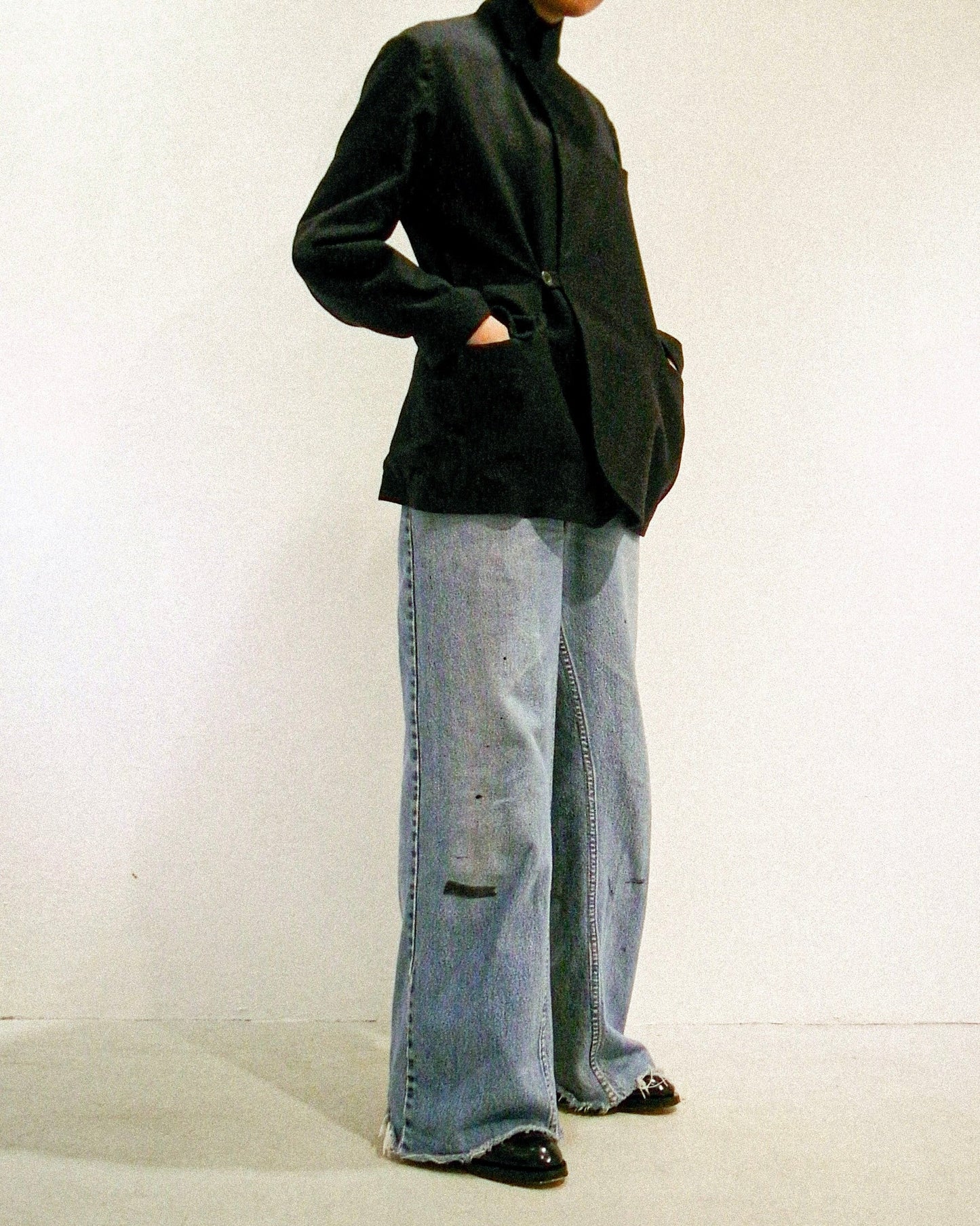 【予約】タンブルウールリラックスダブルジャケット/ Tumbled Wool Double-Breasted Jacket