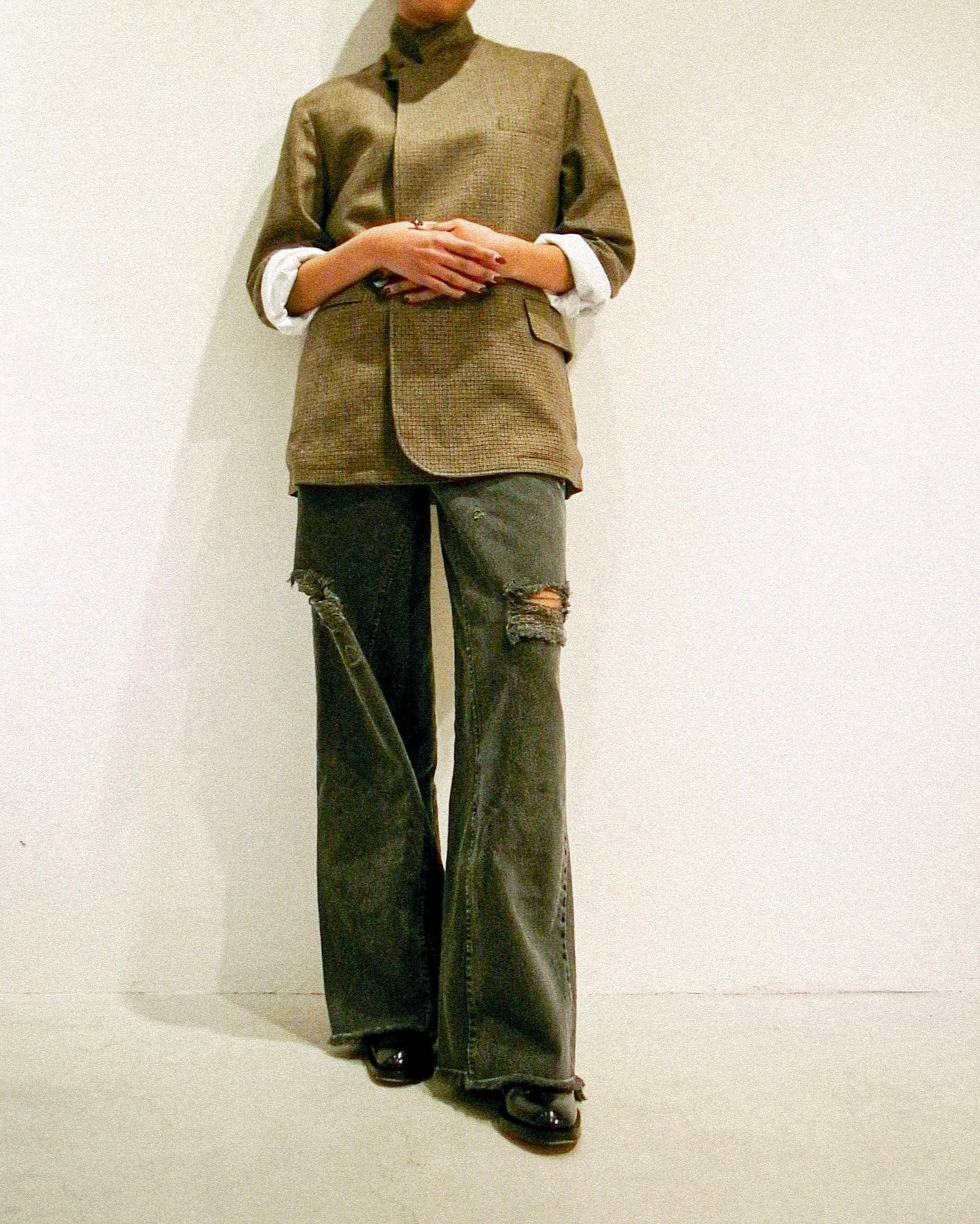 【予約】タンブルウールリラックスダブルジャケット/ Tumbled Wool Double-Breasted Jacket