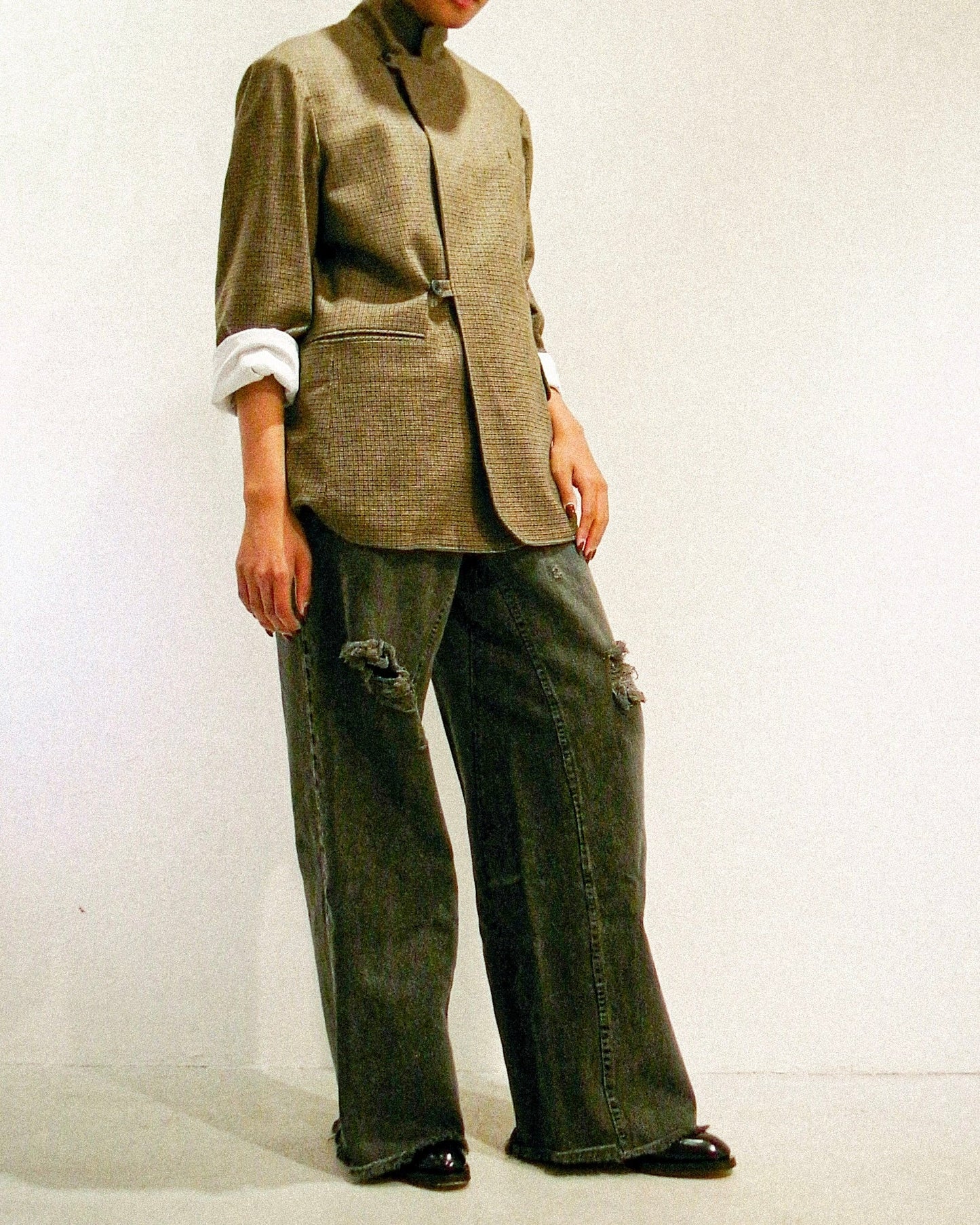 【予約】タンブルウールリラックスダブルジャケット/ Tumbled Wool Double-Breasted Jacket