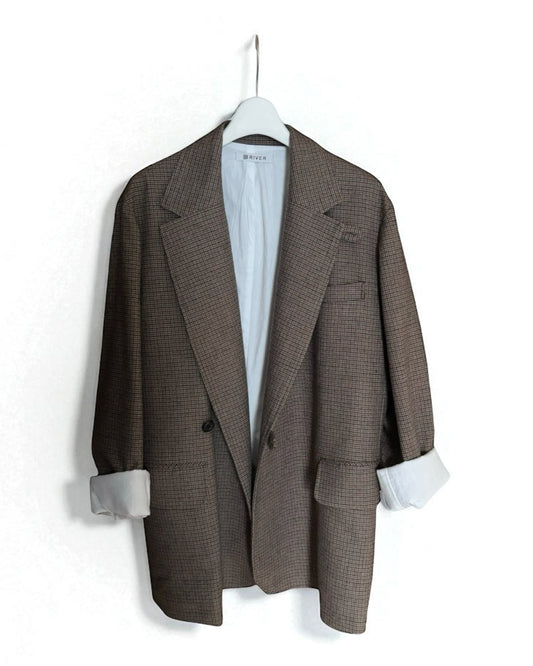 【予約】タンブルウールリラックスダブルジャケット/ Tumbled Wool Double-Breasted Jacket