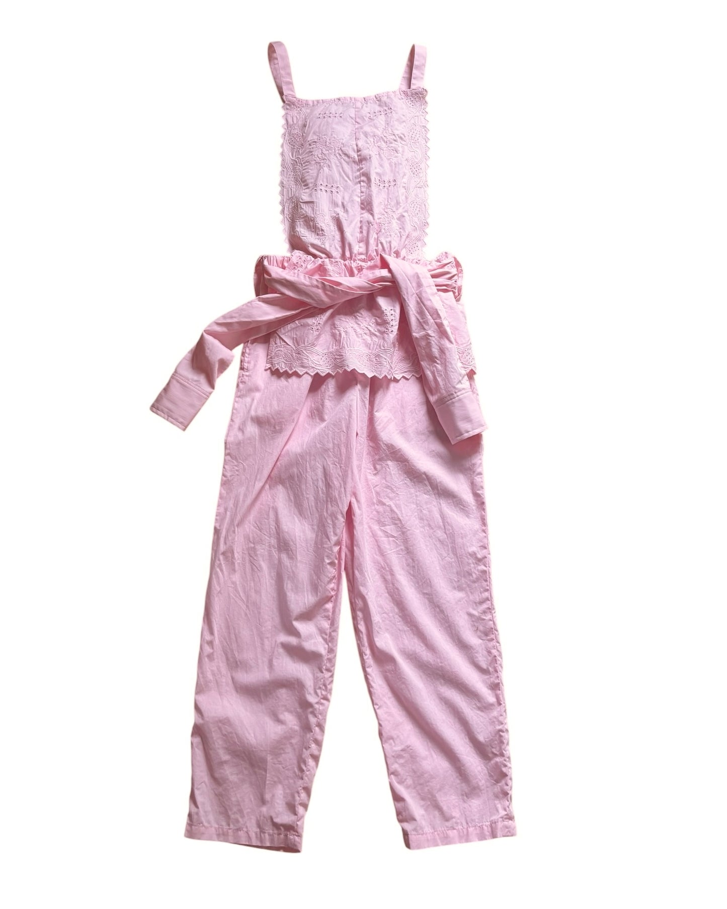 エンブロイダリーレースサロペット/ Embroidered Cotton Lace Salopette with Pomegranate Motif