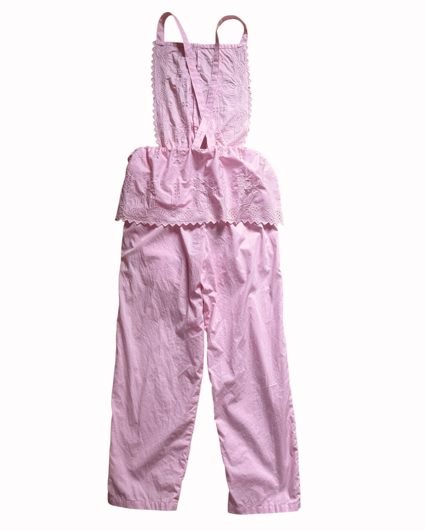 エンブロイダリーレースサロペット/ Embroidered Cotton Lace Salopette with Pomegranate Motif
