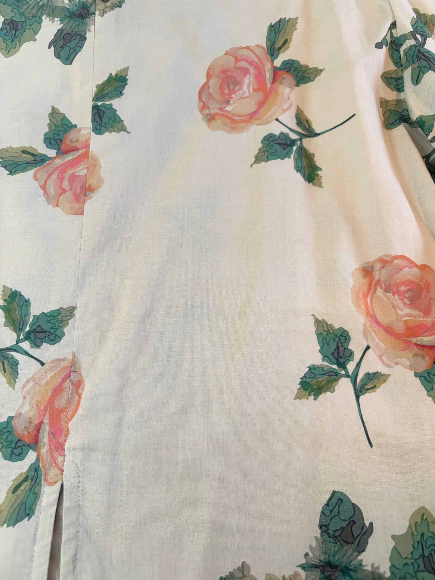 Rose Print Cotton Back-Tie Blouse