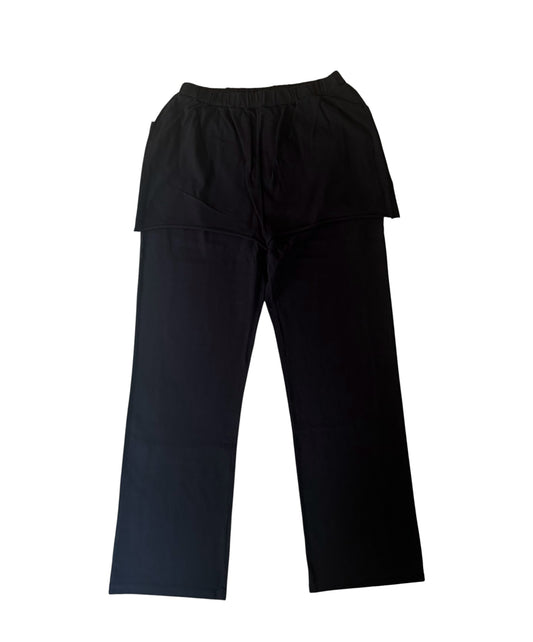 ジンバブエギザ/ムラ天竺 リラックスレイヤードパンツ / Relax Layered Pants in Zimbabwe Giza & Slub Jersey