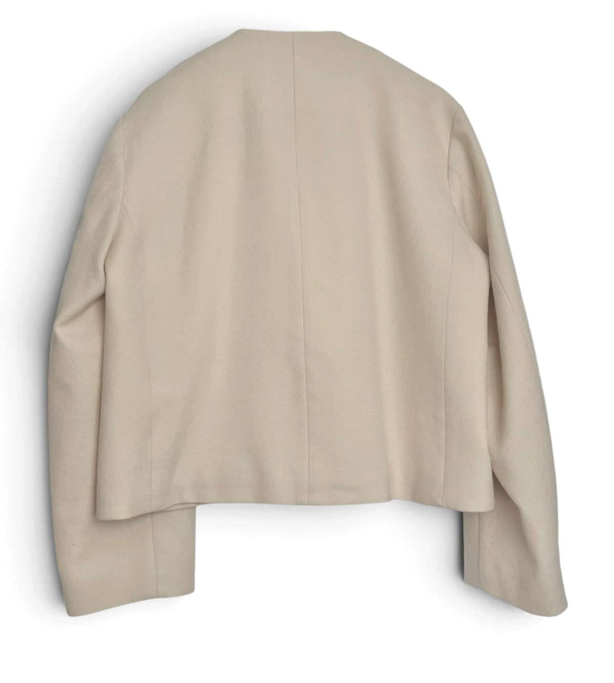 Cropped Collarless Jacket - Ivory