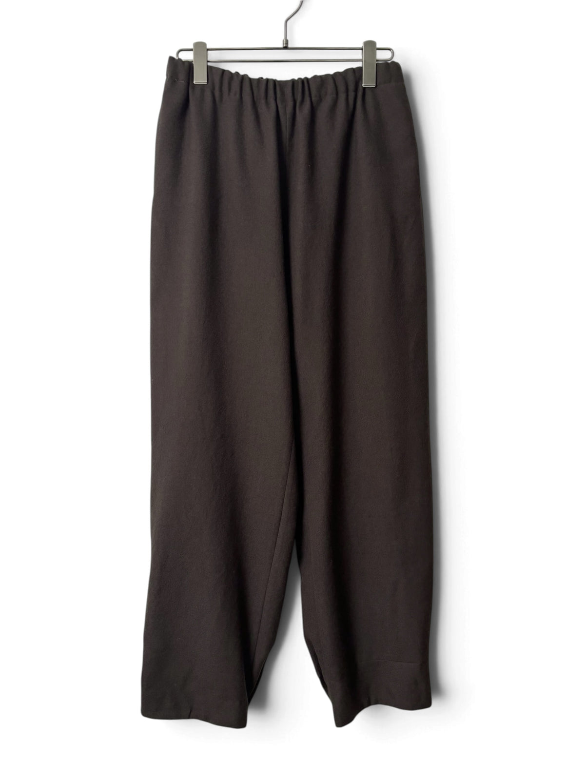 Wool Tuck Easy Pants - Dark Brown