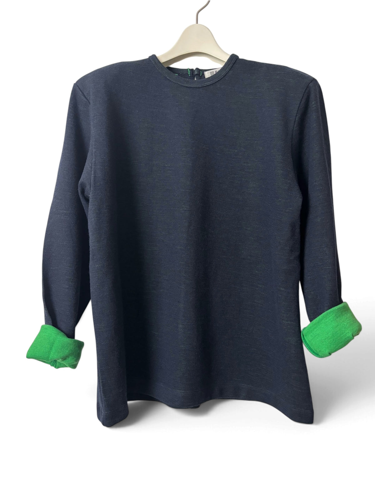 Padded Double-Knit Top - Navy Yellow Green
