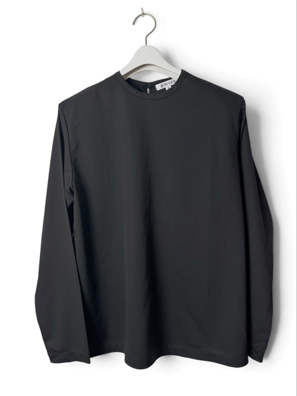 Padded Crewneck Long Sleeve Tee - Black