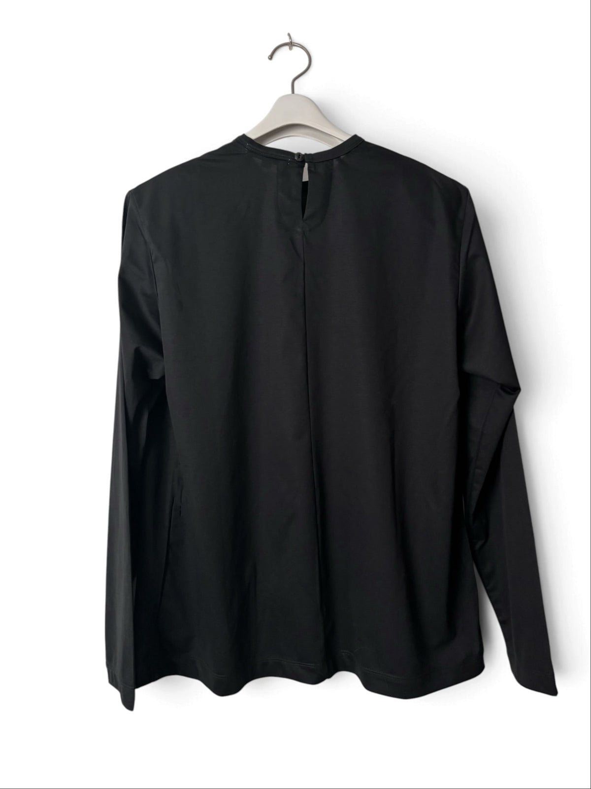 Padded Crewneck Long Sleeve Tee - Black