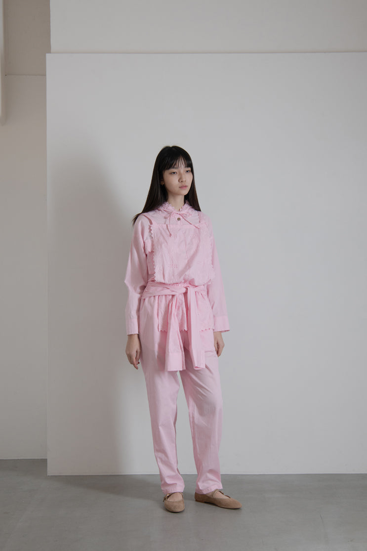 エンブロイダリーレースサロペット/ Embroidered Cotton Lace Salopette with Pomegranate Motif