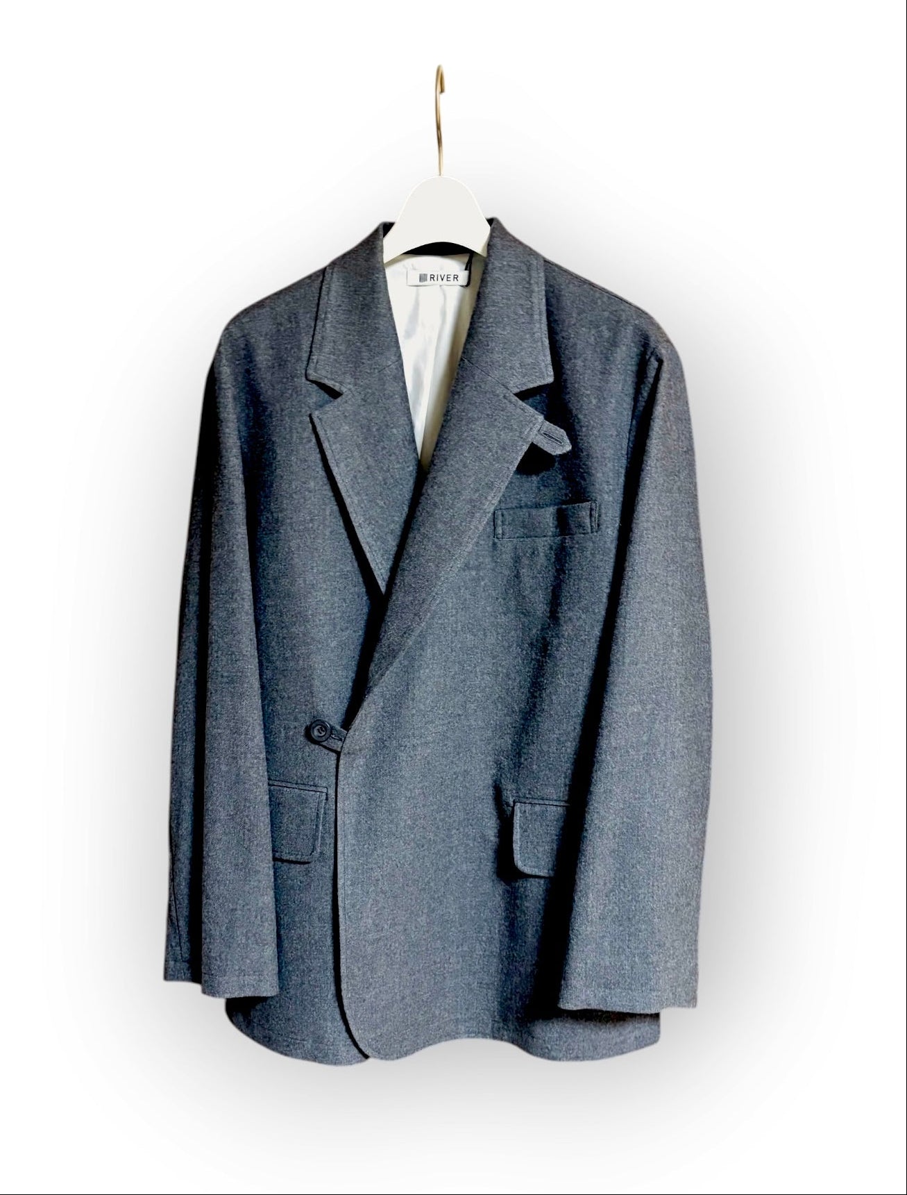 タンブルウールリラックスダブルジャケット/ Tumbled Wool Double-Breasted Jacket