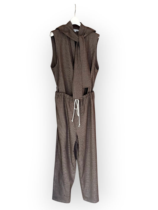タンブルウールフード付きサロペット/ Tumbled Wool Hooded Jumpsuit