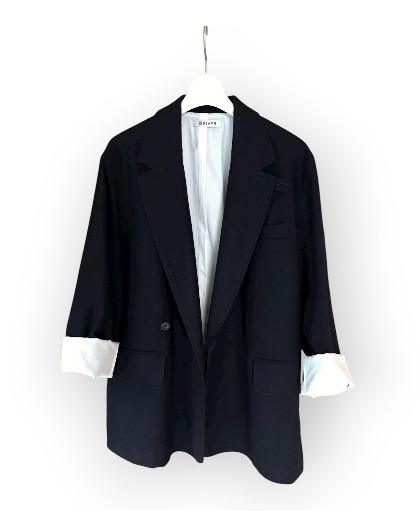 タンブルウールリラックスダブルジャケット/ Tumbled Wool Double-Breasted Jacket