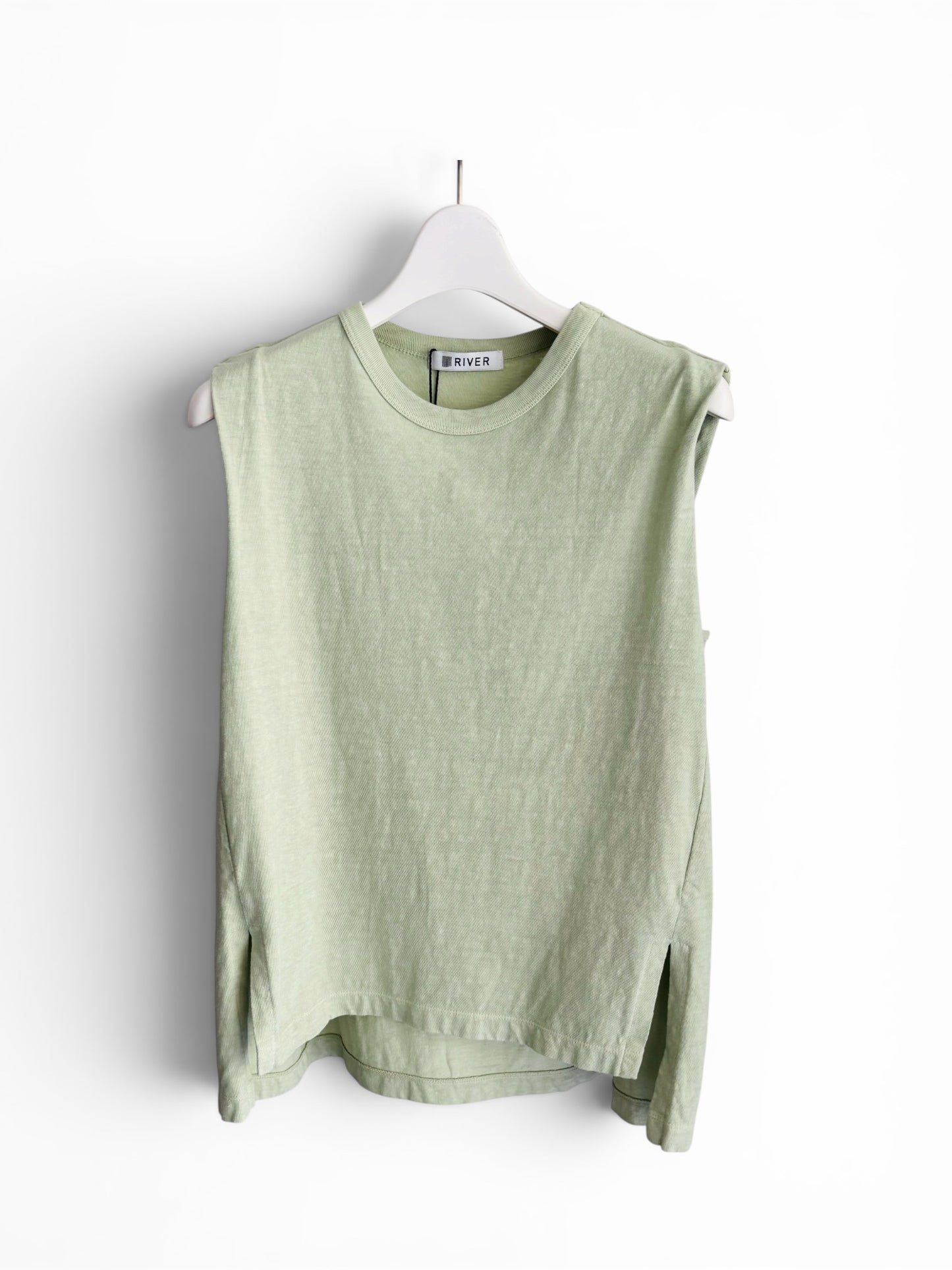 ジンバブエギザ/ムラ天竺ノースリーブカットソー/Sleeveless Slub Jersey Top in Zimbabwe Giza Cotton