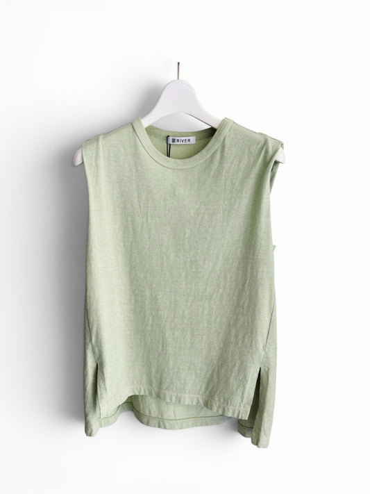 ジンバブエギザ/ムラ天竺ノースリーブカットソー/Sleeveless Slub Jersey Top in Zimbabwe Giza Cotton